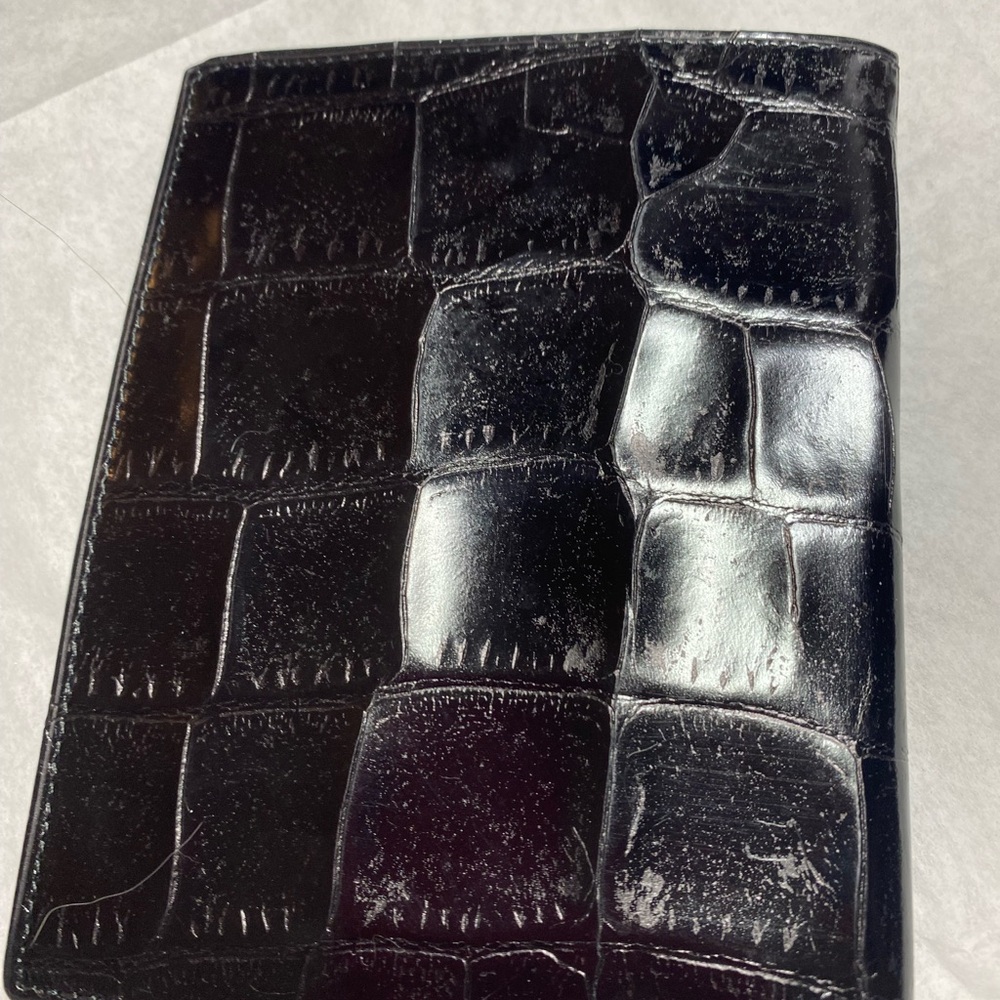 Versace Black Crocodile-Embossed Card Holder
